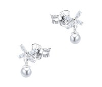 Bow Pearl Silver Stud Earring STS-6916